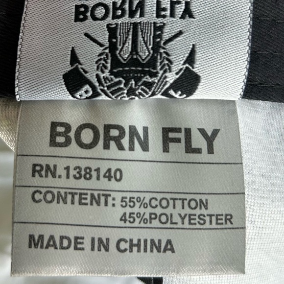 BORN FLY NWT! Men's Flat Bill Cap SnapBack‎ Moisture Sweatband Blk/Wht/Silver - Picture 8 of 11